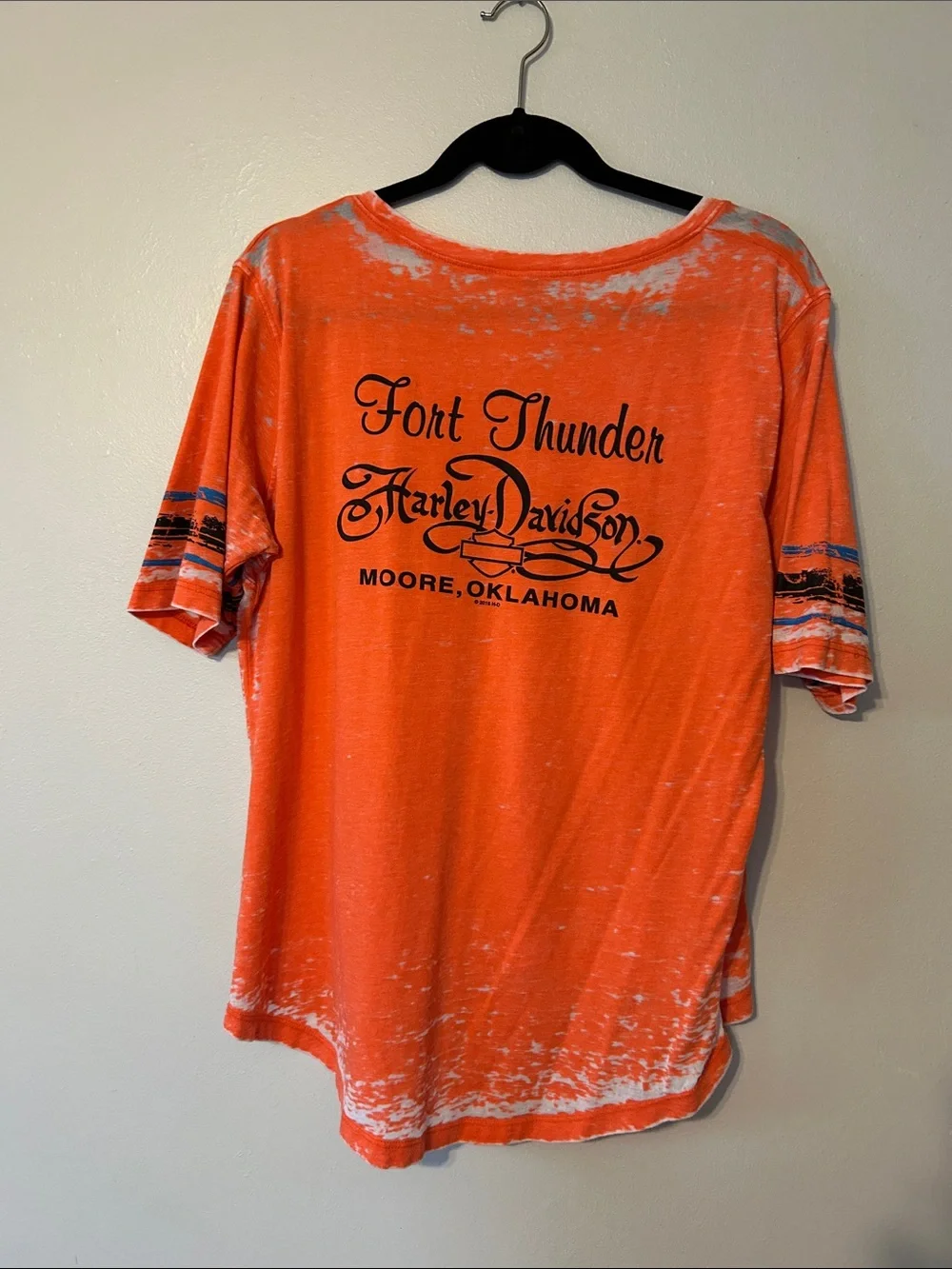 Harley-Davidson Orange and White Burnout Short Sleeve Tee